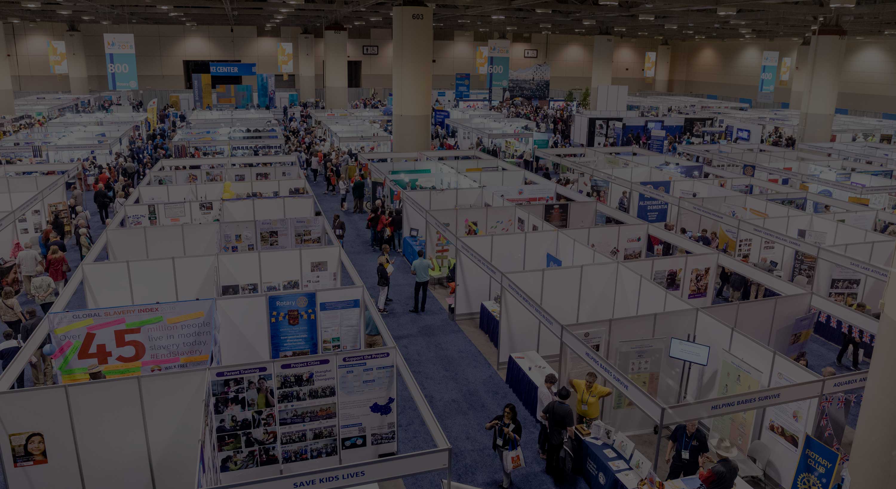 An aerial view of the House of Friendship Exhibit Hall.